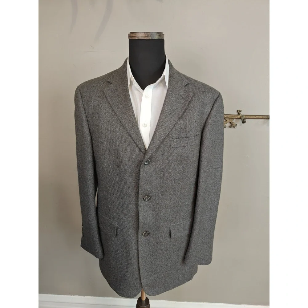 Oscar De La Renta Mens Wool Cashmere Blazer Sport Coat 40R Gray 3 Button L502